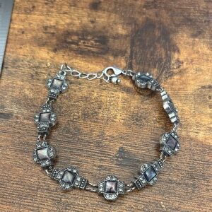 Sterling-Tone Square faux Mother-of-Pearl Bracelet - Silver